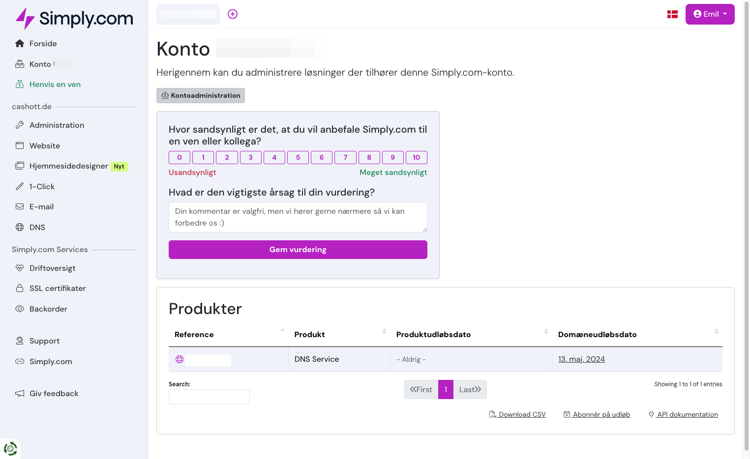 Click on Kontoadministration