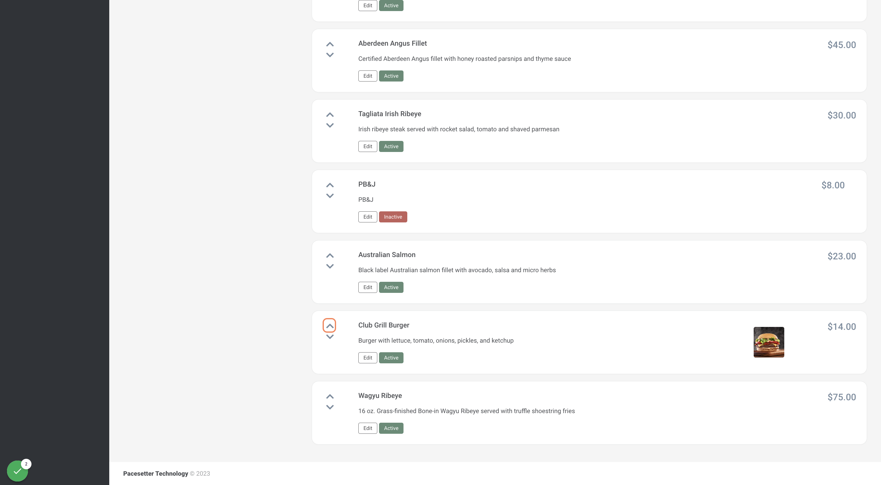 Change Item Order
