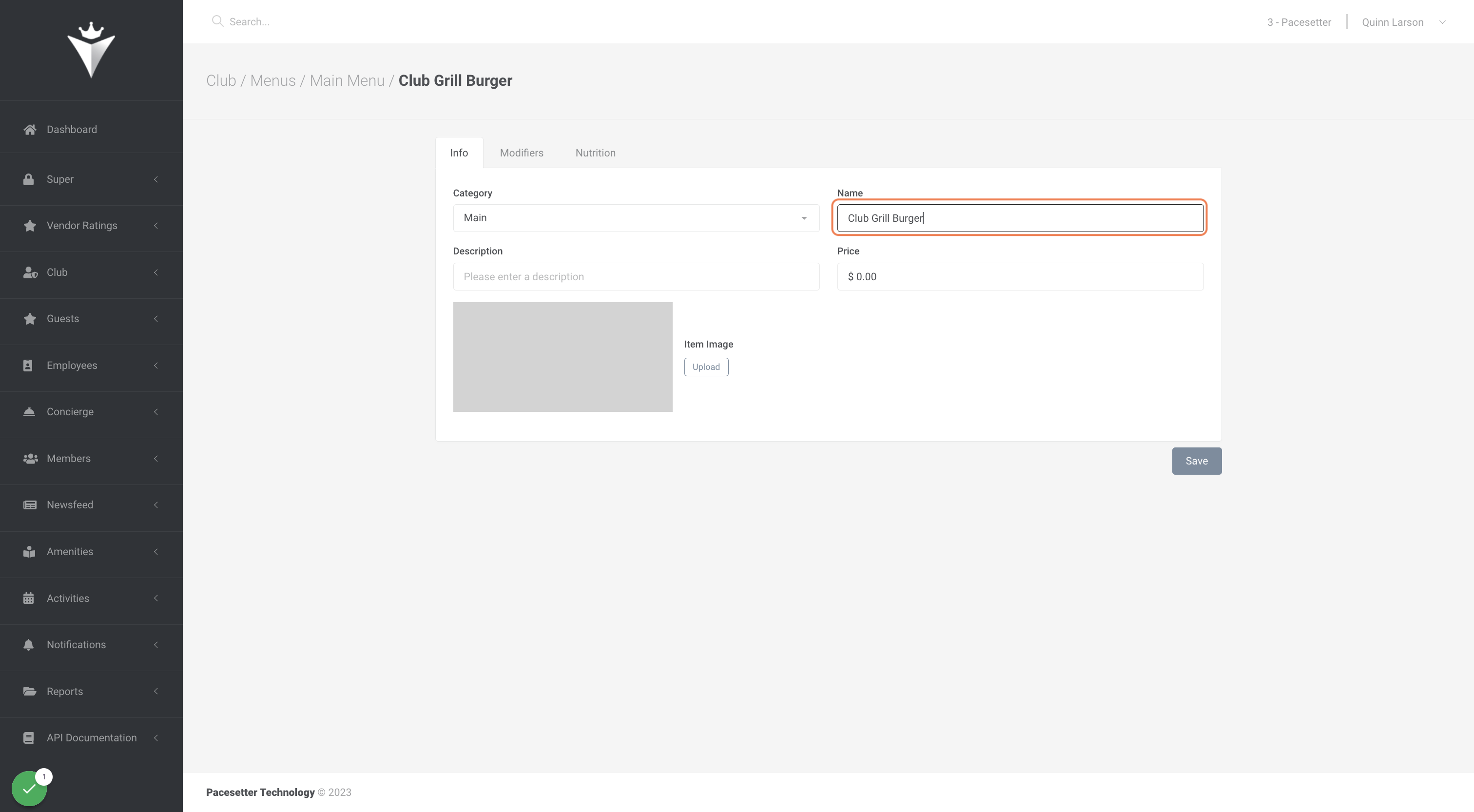Type Item Name in "Name" box