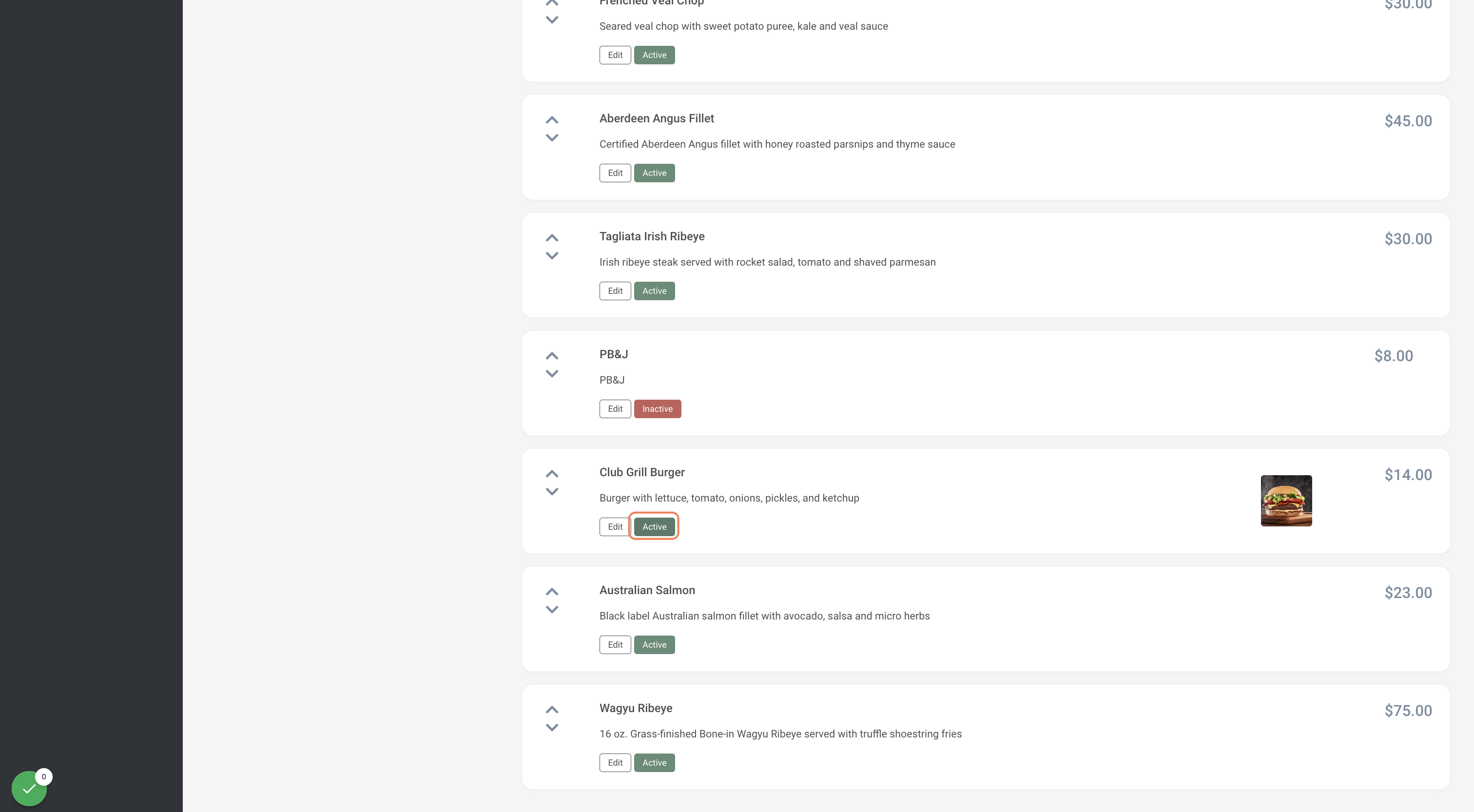 Activate/Deactivate Items