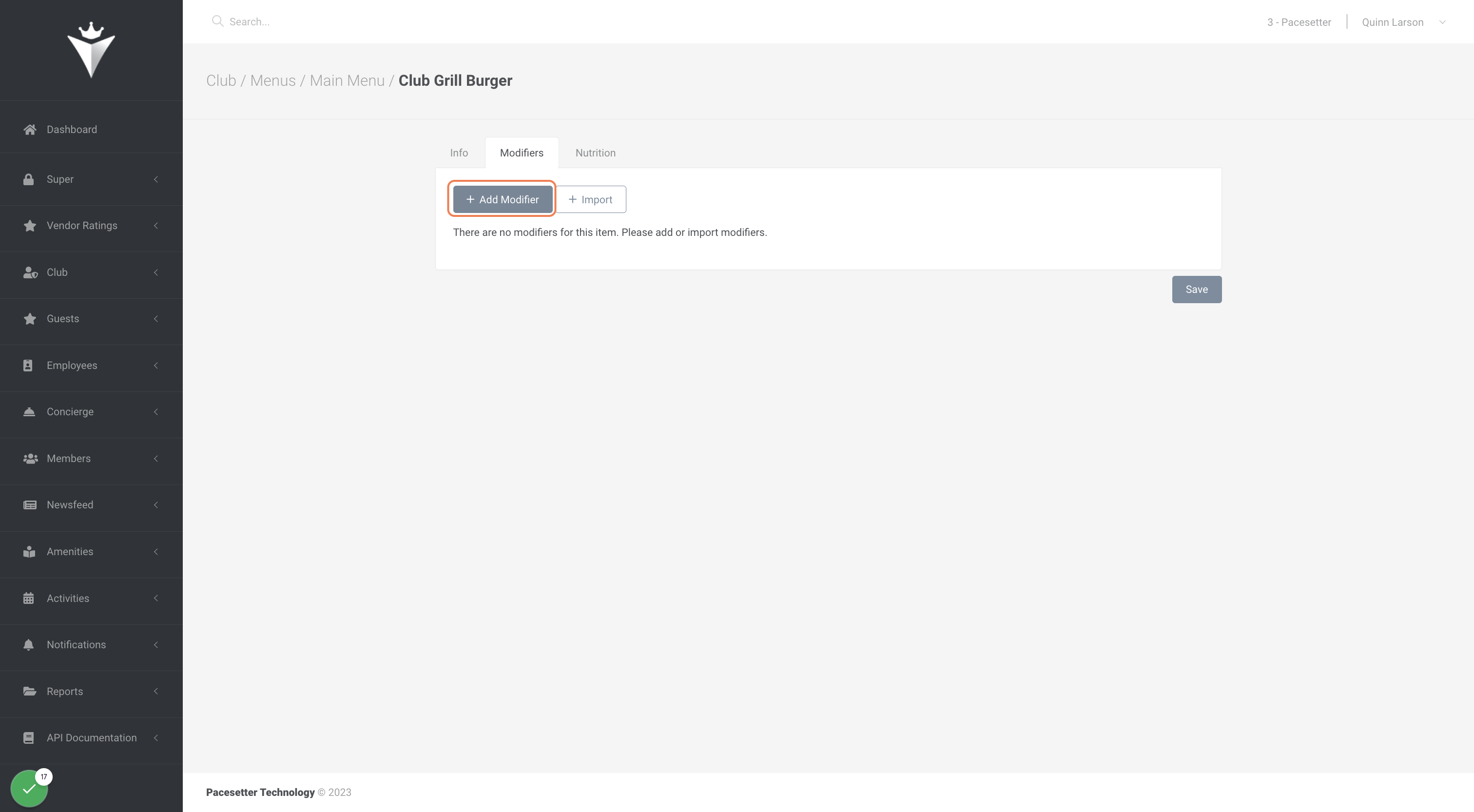 Click on Add Modifier