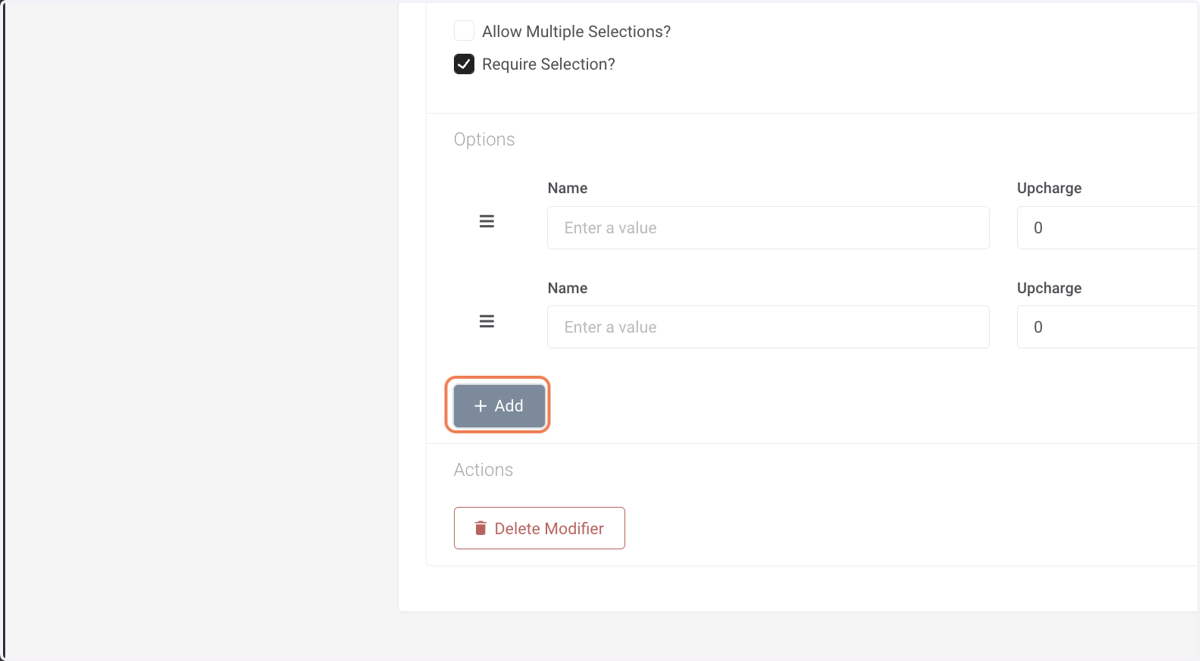 Add a Modifier Option