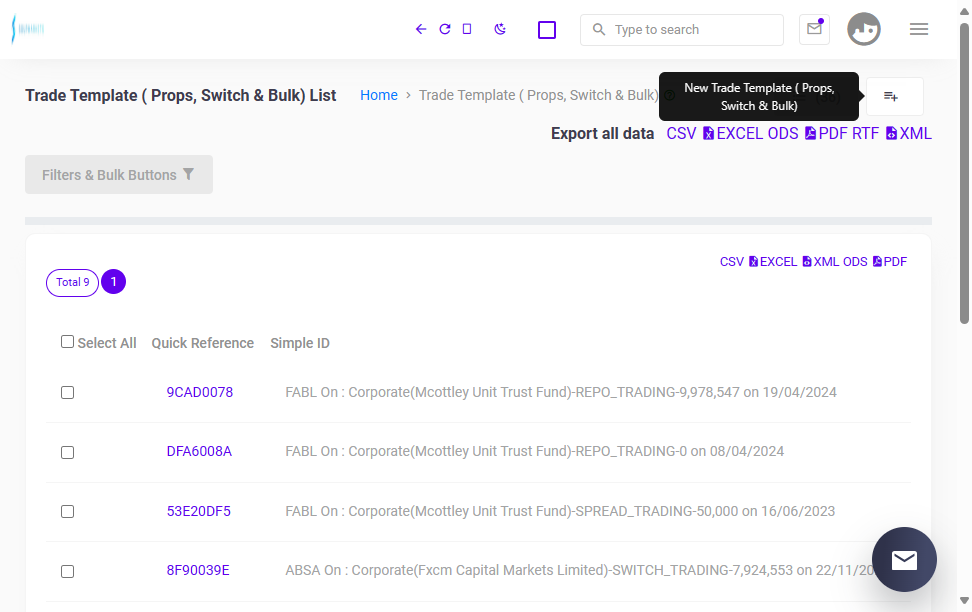Create Trade Template