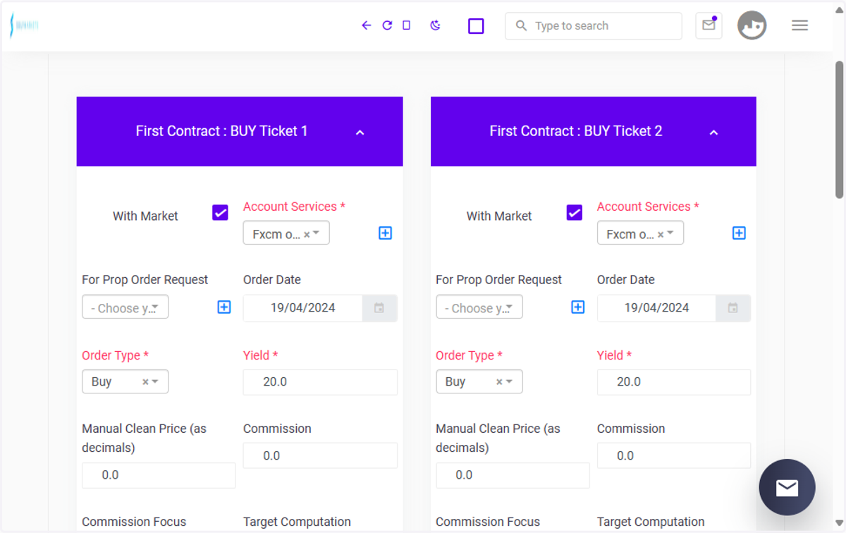First Contract Ticket page