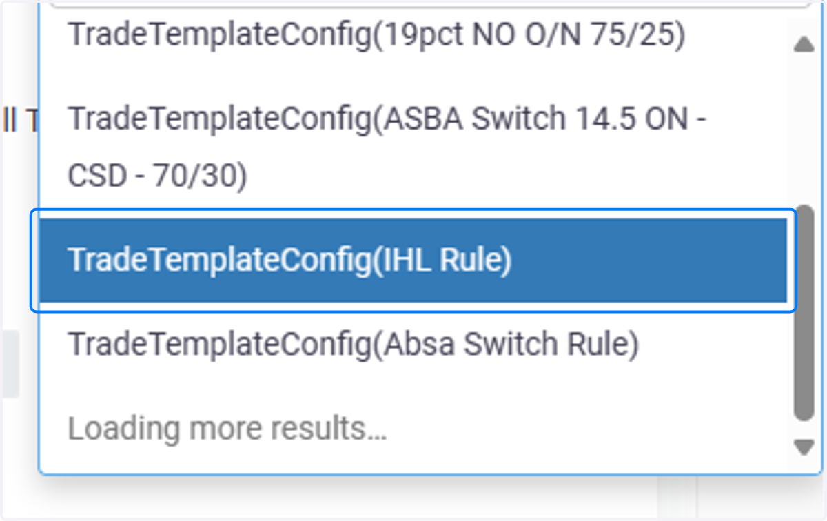 Choose your Trade Template Config