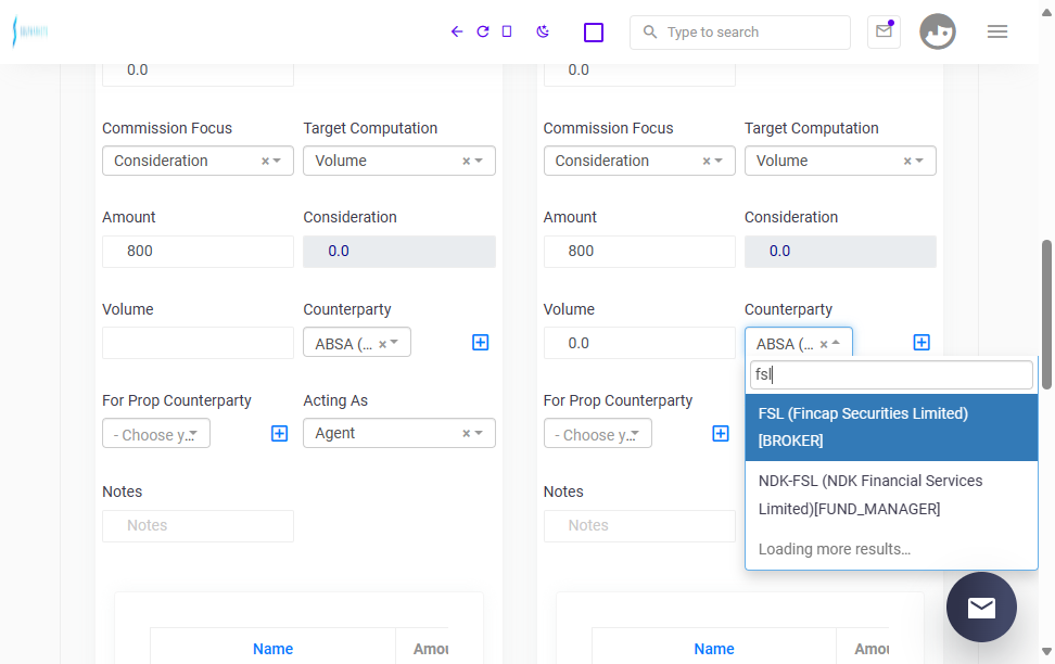 Choose Counterparty- second contract-first ticket