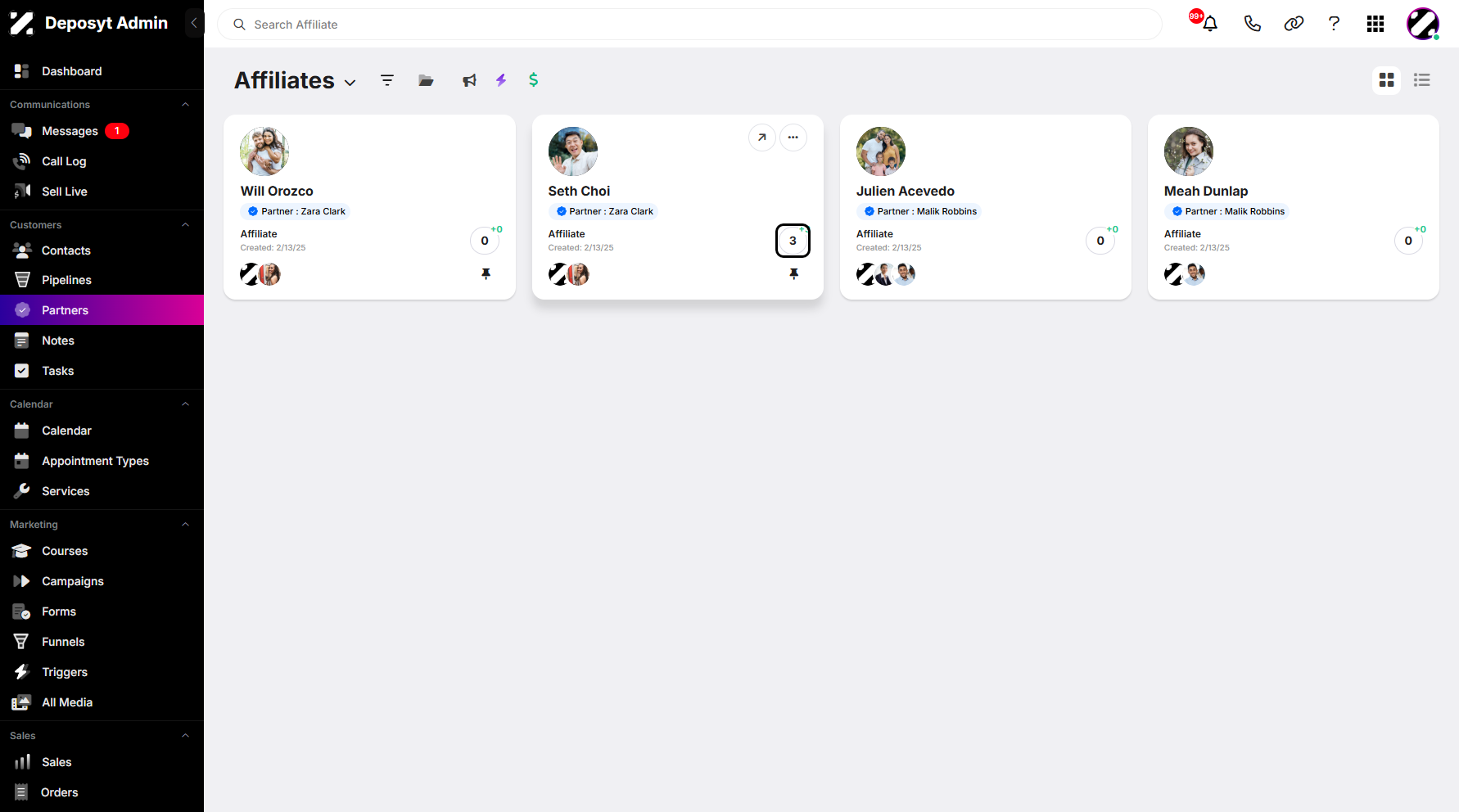 Step 3: Click on the Leads counter to view details.