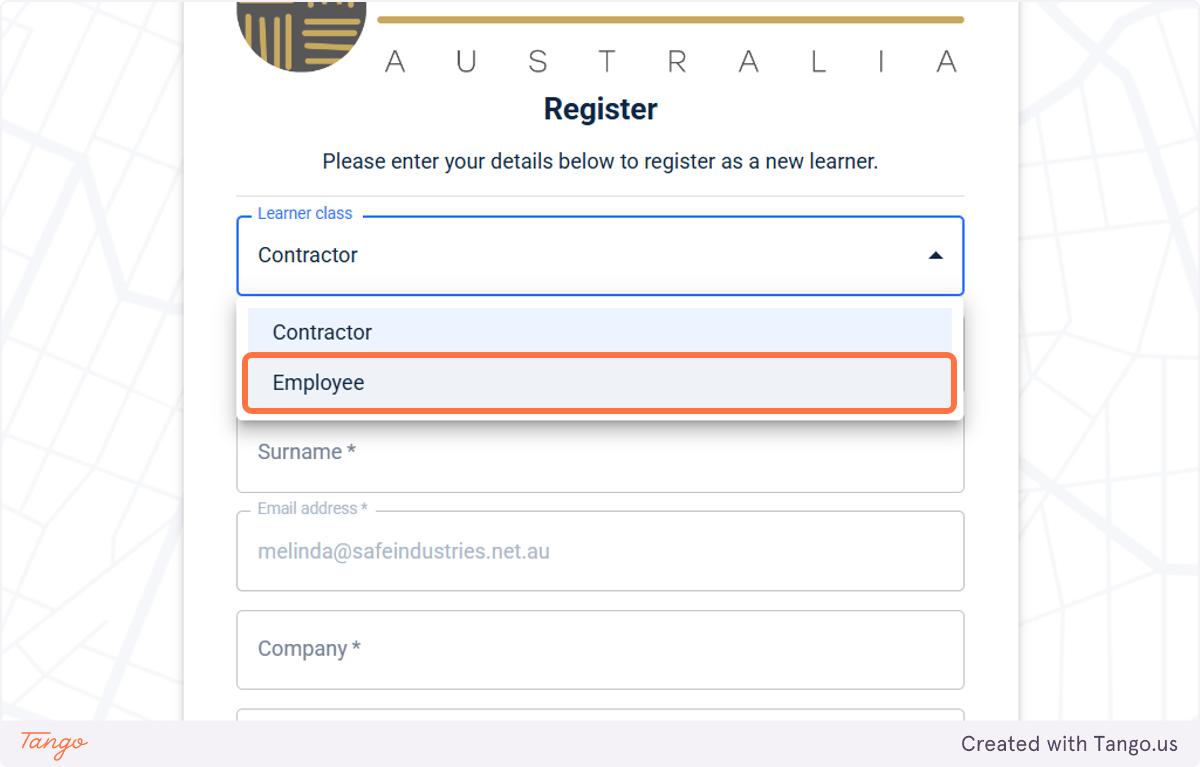 Select your employment type.