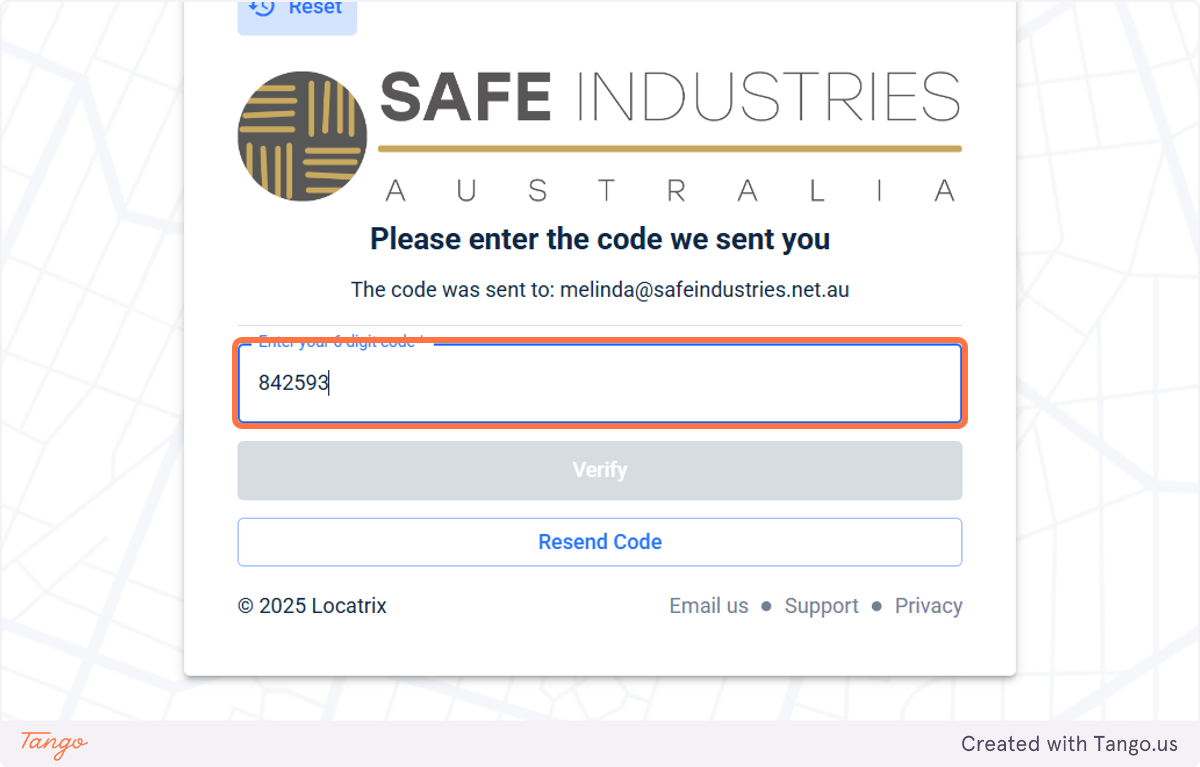 Paste the verification code into the registration box