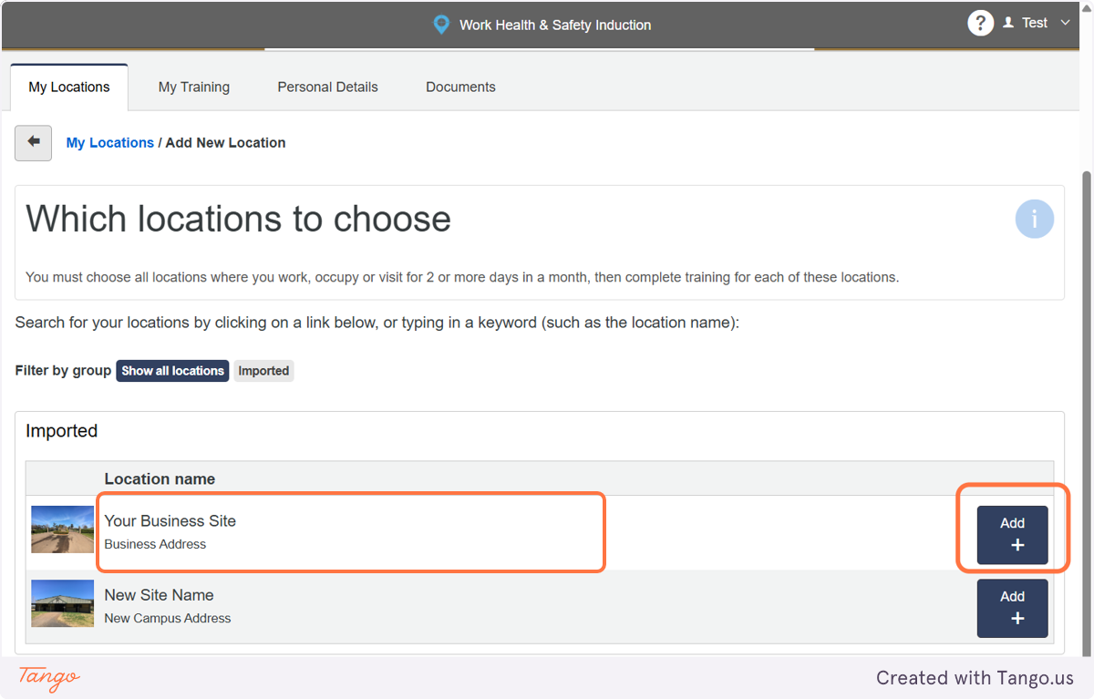 Look for the induction you need to select, and click add