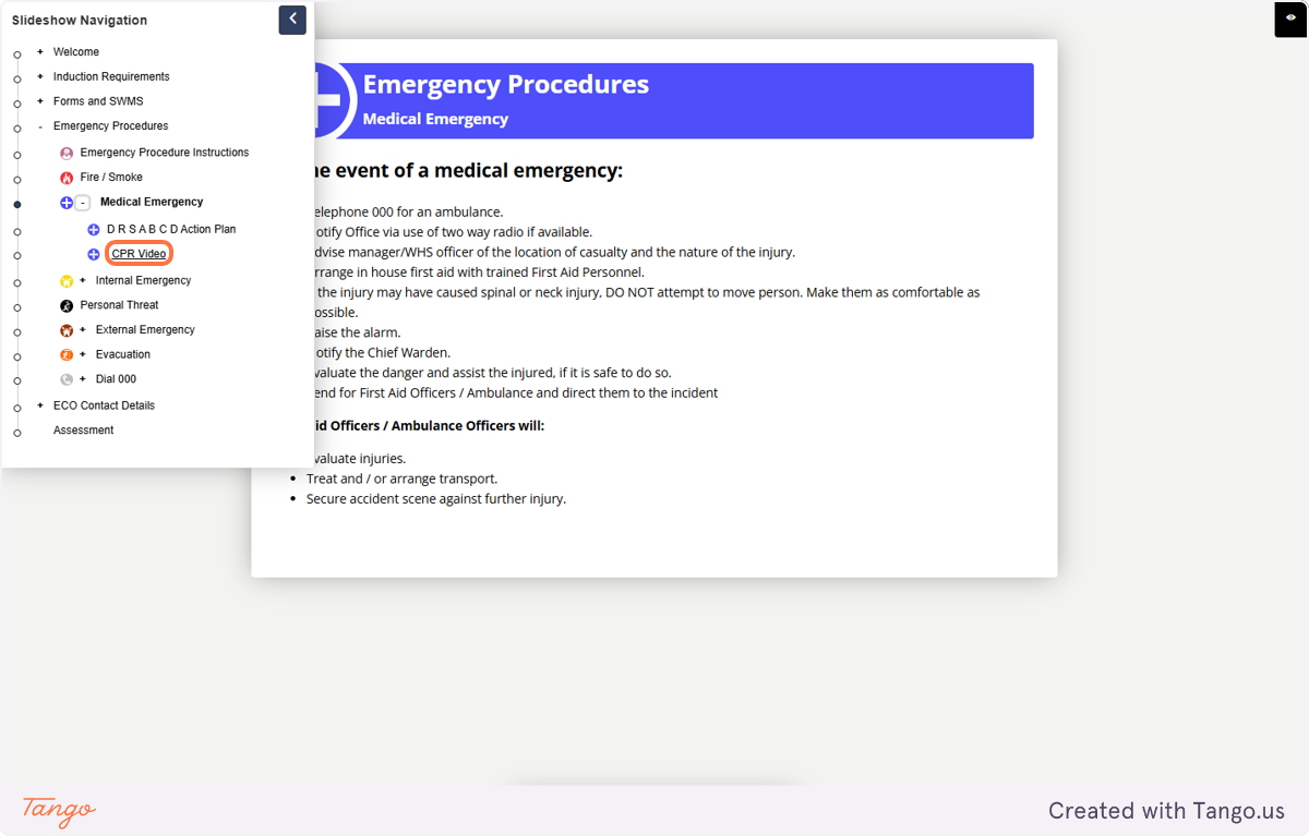 Read emergency procedures and watch the videos.