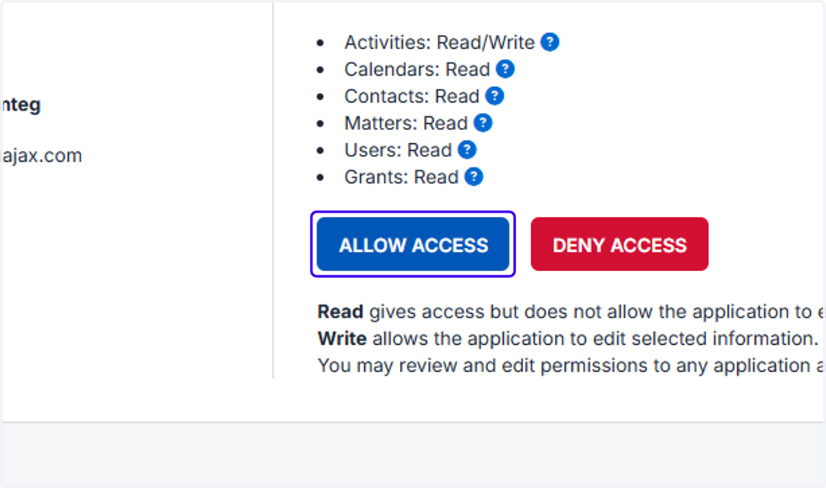 Click "Allow Access"