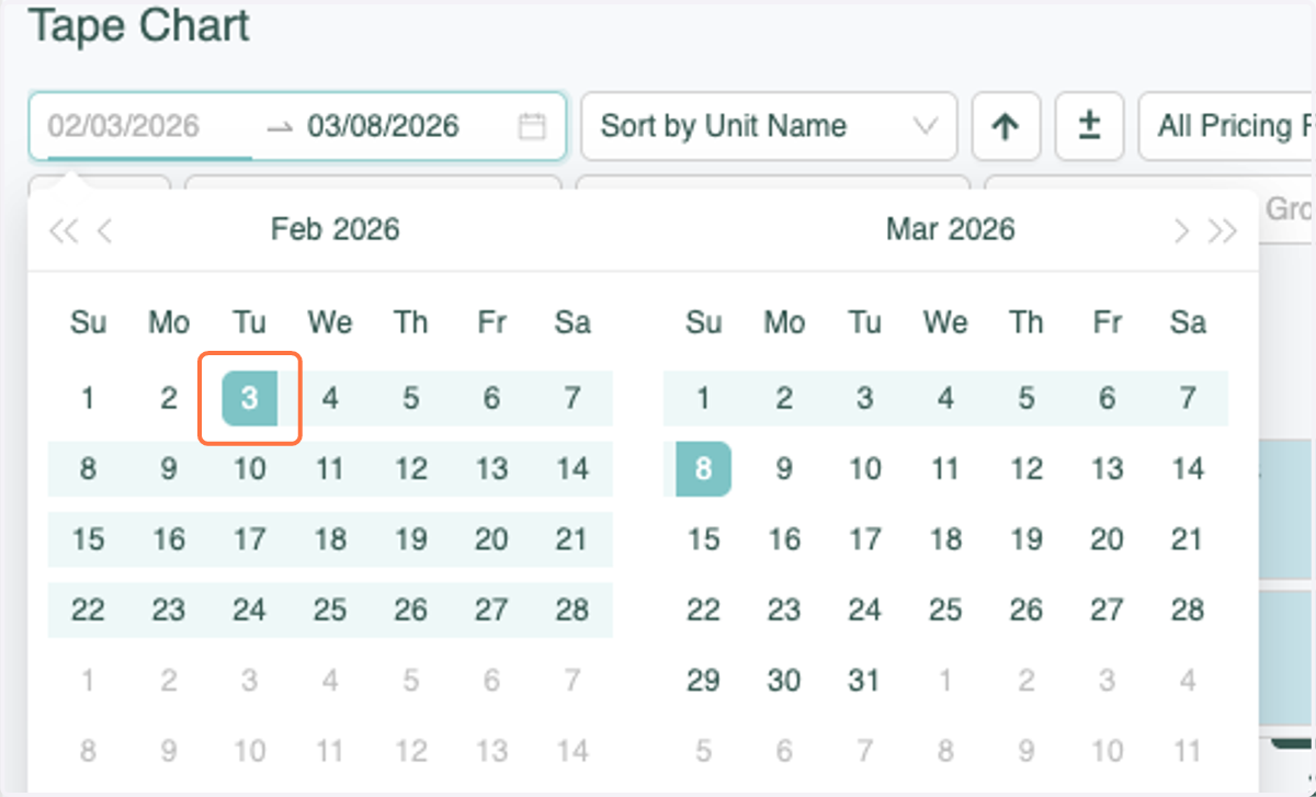 Select the Start Date you'd like to make Event Adjustments to