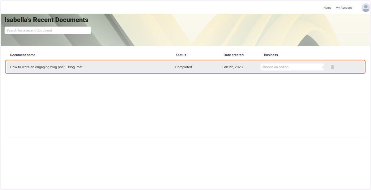 Any document you've made previously will appear here, select the document you would like to open