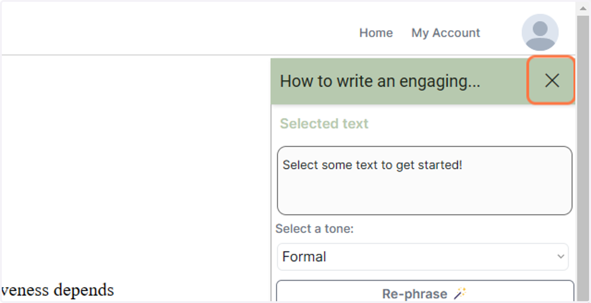 Click on X in the top right hand corner to exit the document editor and return to the previous screen