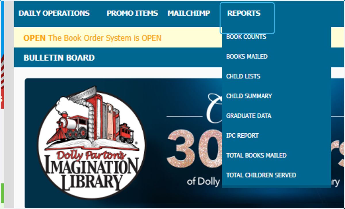 Click on REPORTS