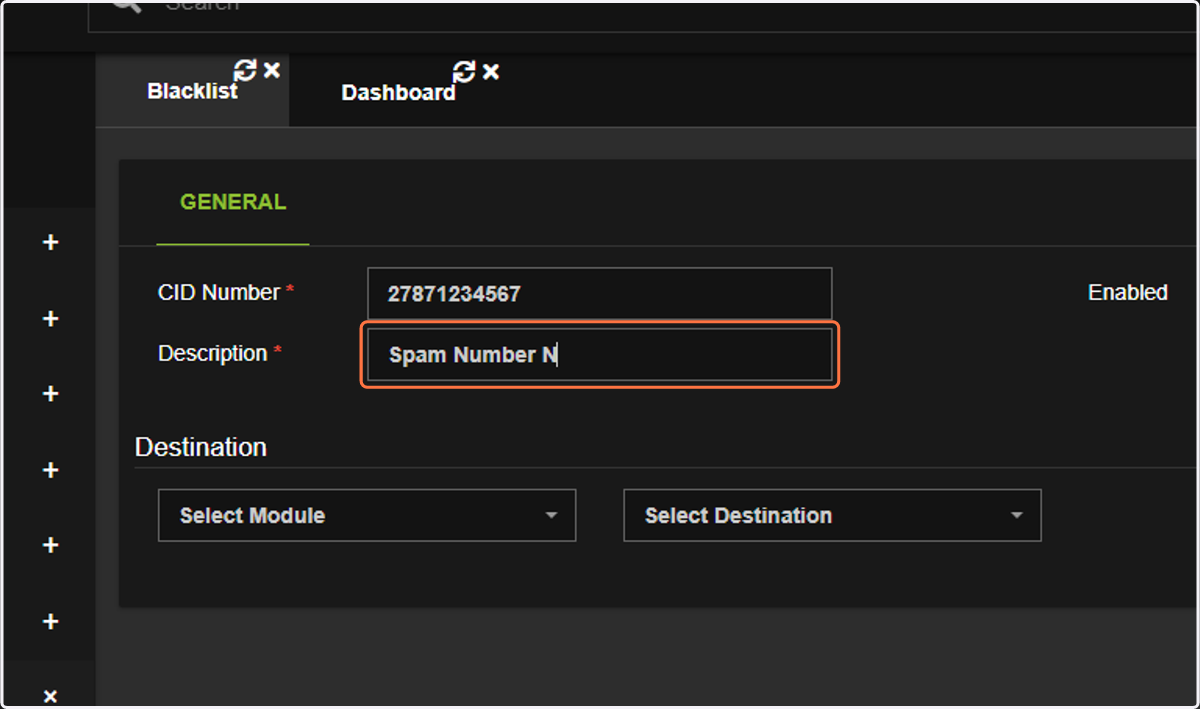 Type in the Name or Description associated to the number