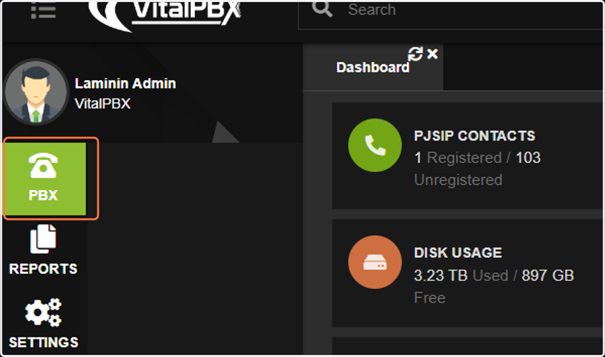 Click on PBX