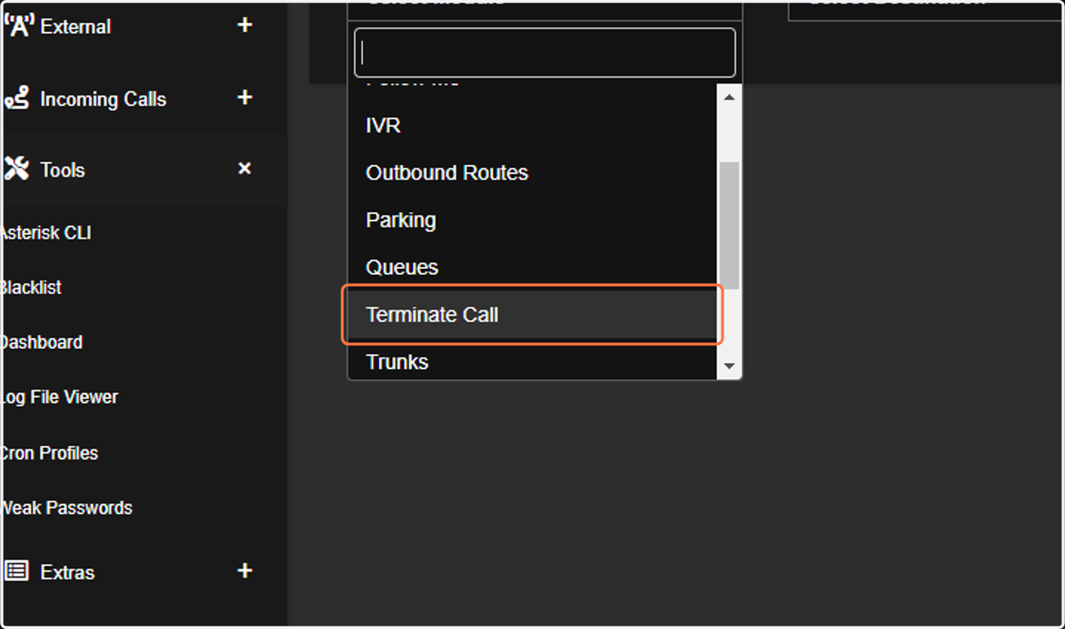Click on Terminate Call