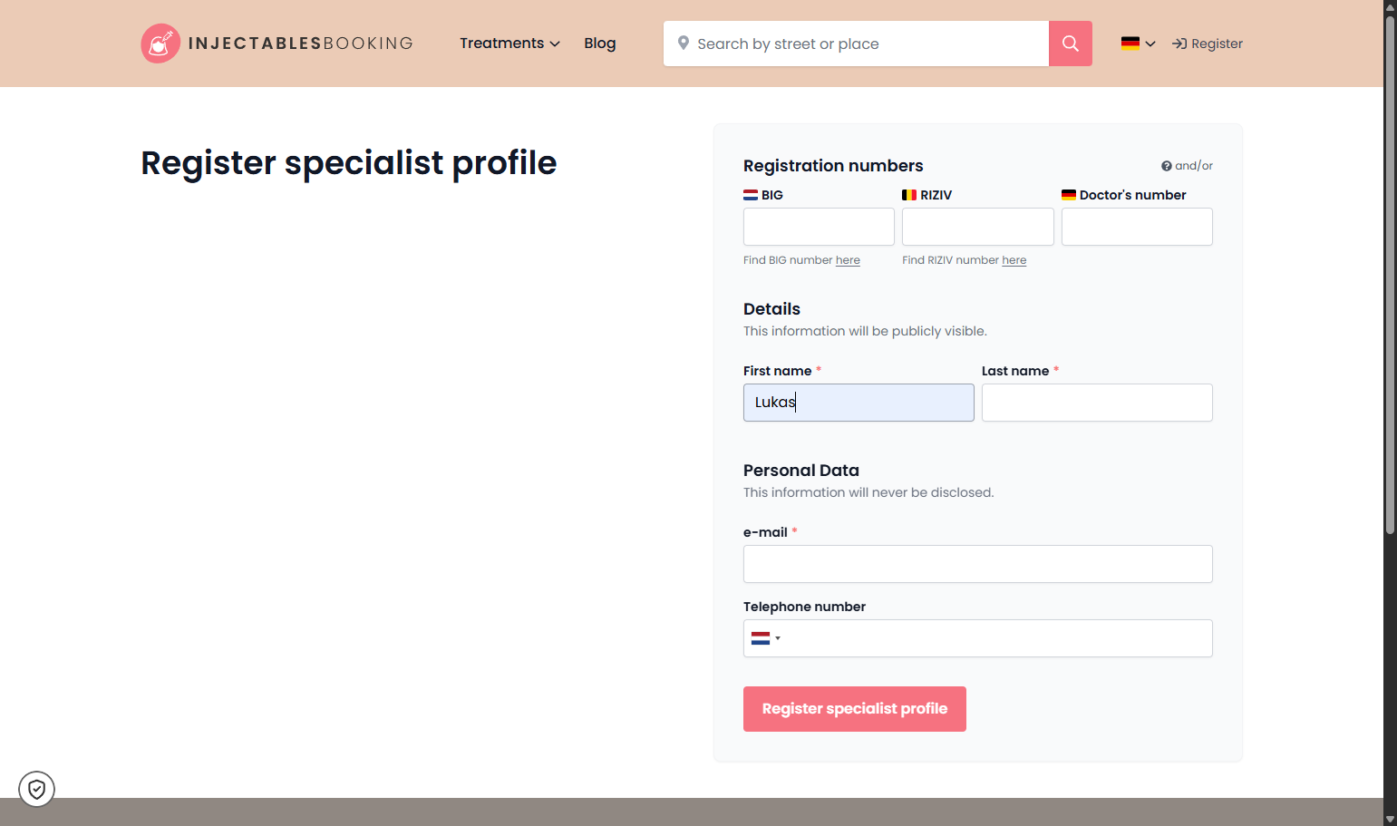 For personal information Voor persoonlijke gegevens