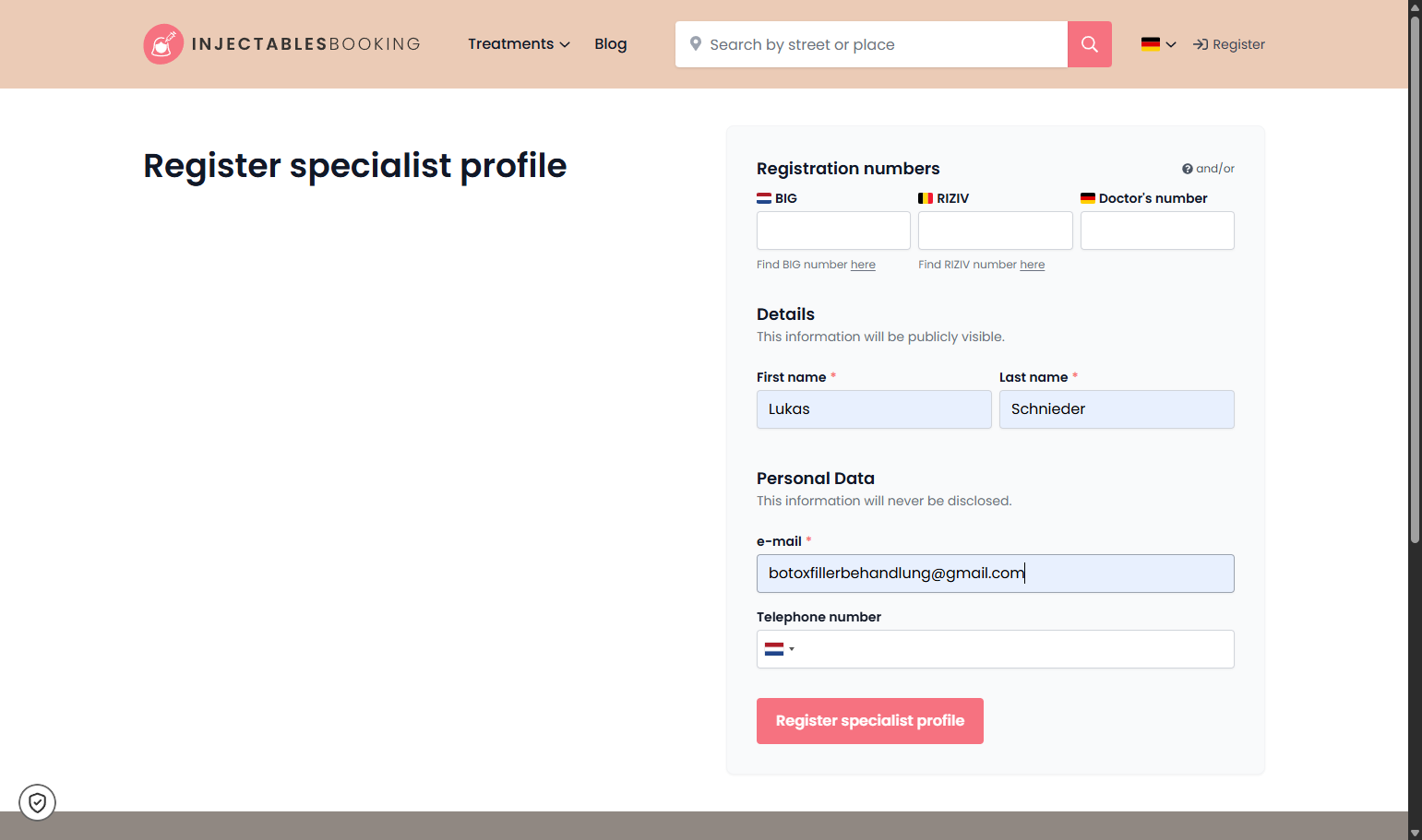 Go to 'Personal details'. Ga naar 'Persoonsgegevens'