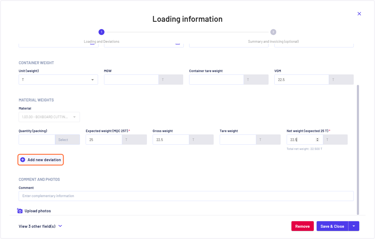 Fill in the details and click on 'Add new deviation'