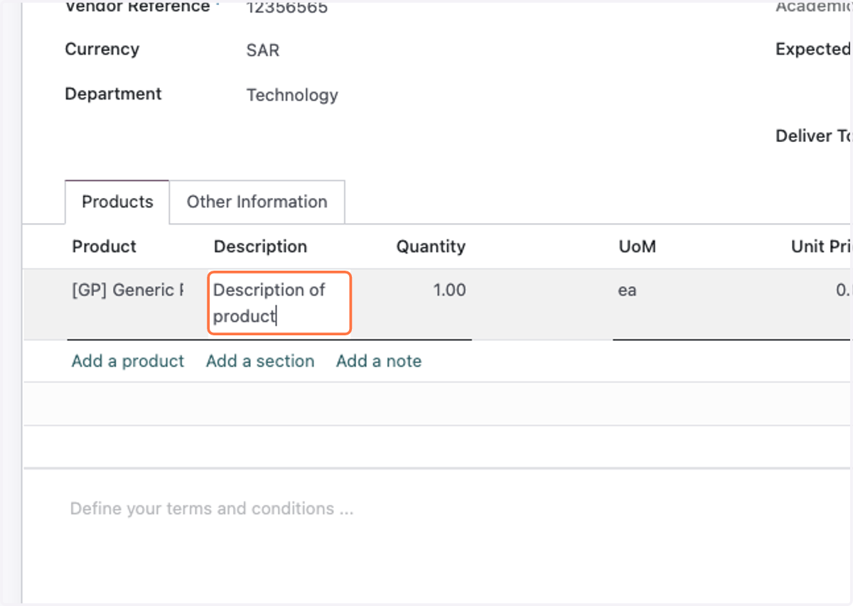 Type "Description of product"