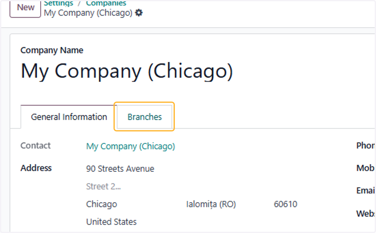 Click on Branches