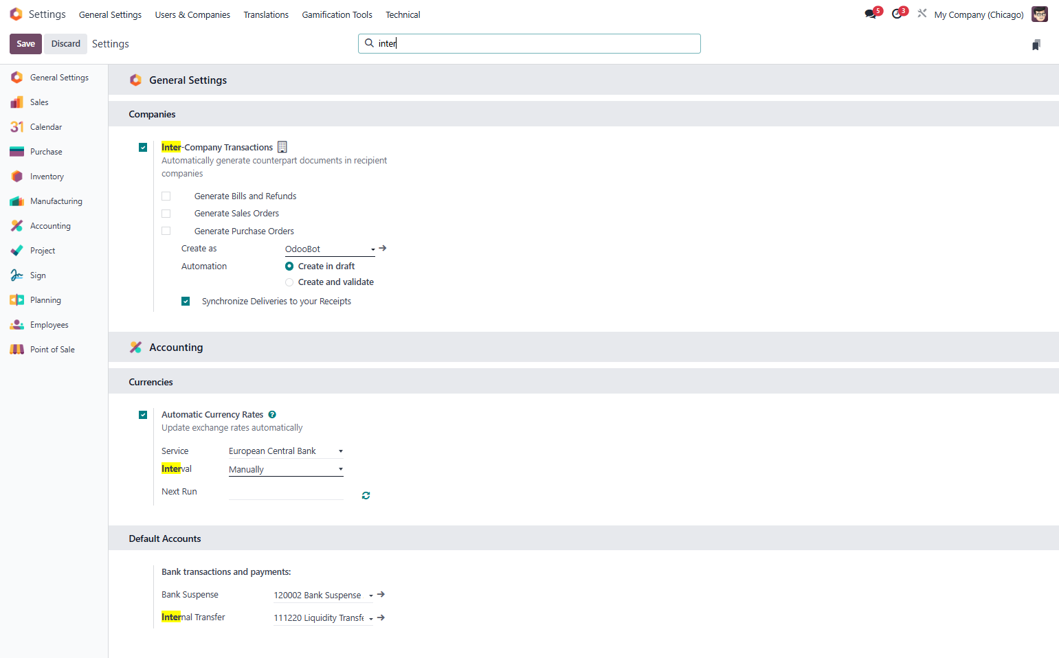 Click on Automatically generate counterpart documents in recipient companies