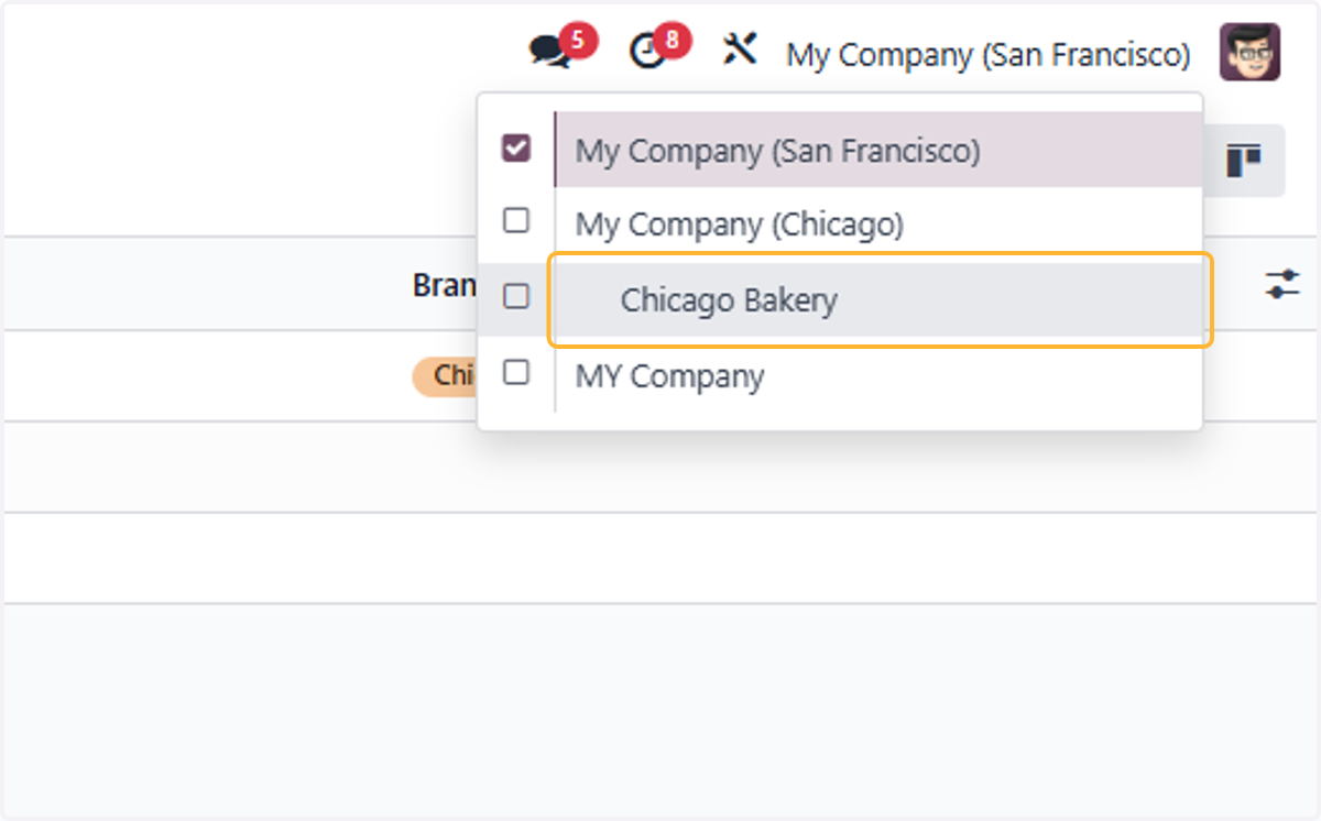 Select company to go to