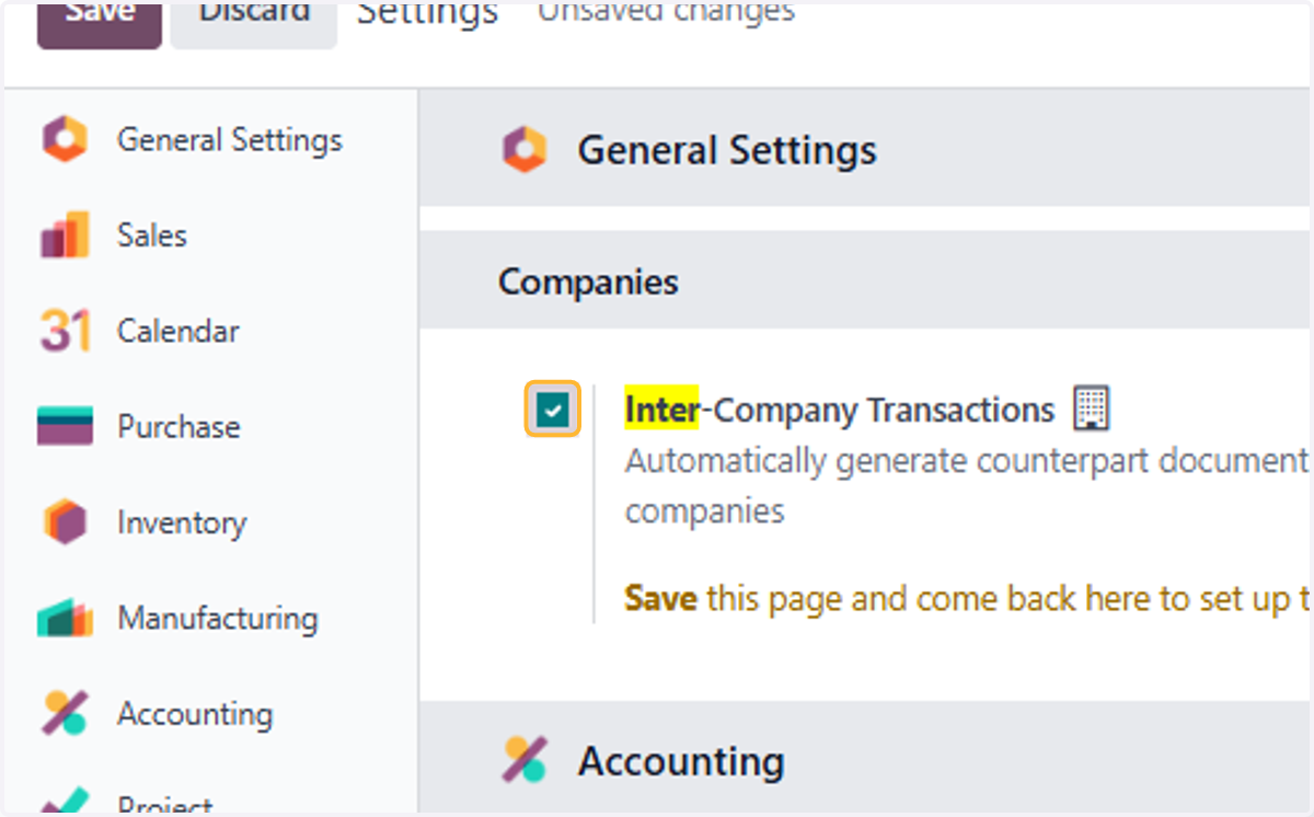 Uncheck Inter-Company Transactions