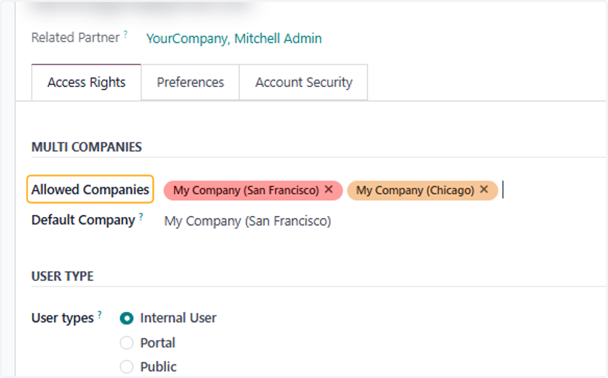 Allowed company section