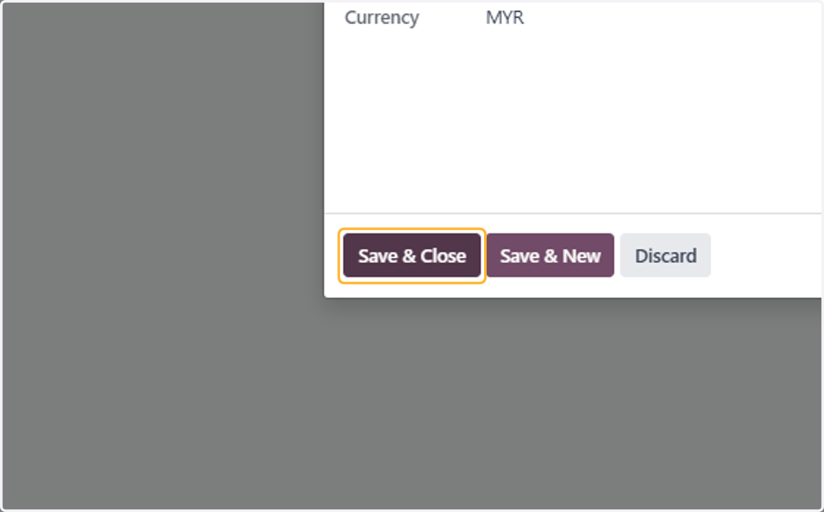 Fill in details of company & click save & close