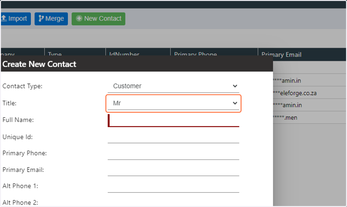 Enter a Title for the contact