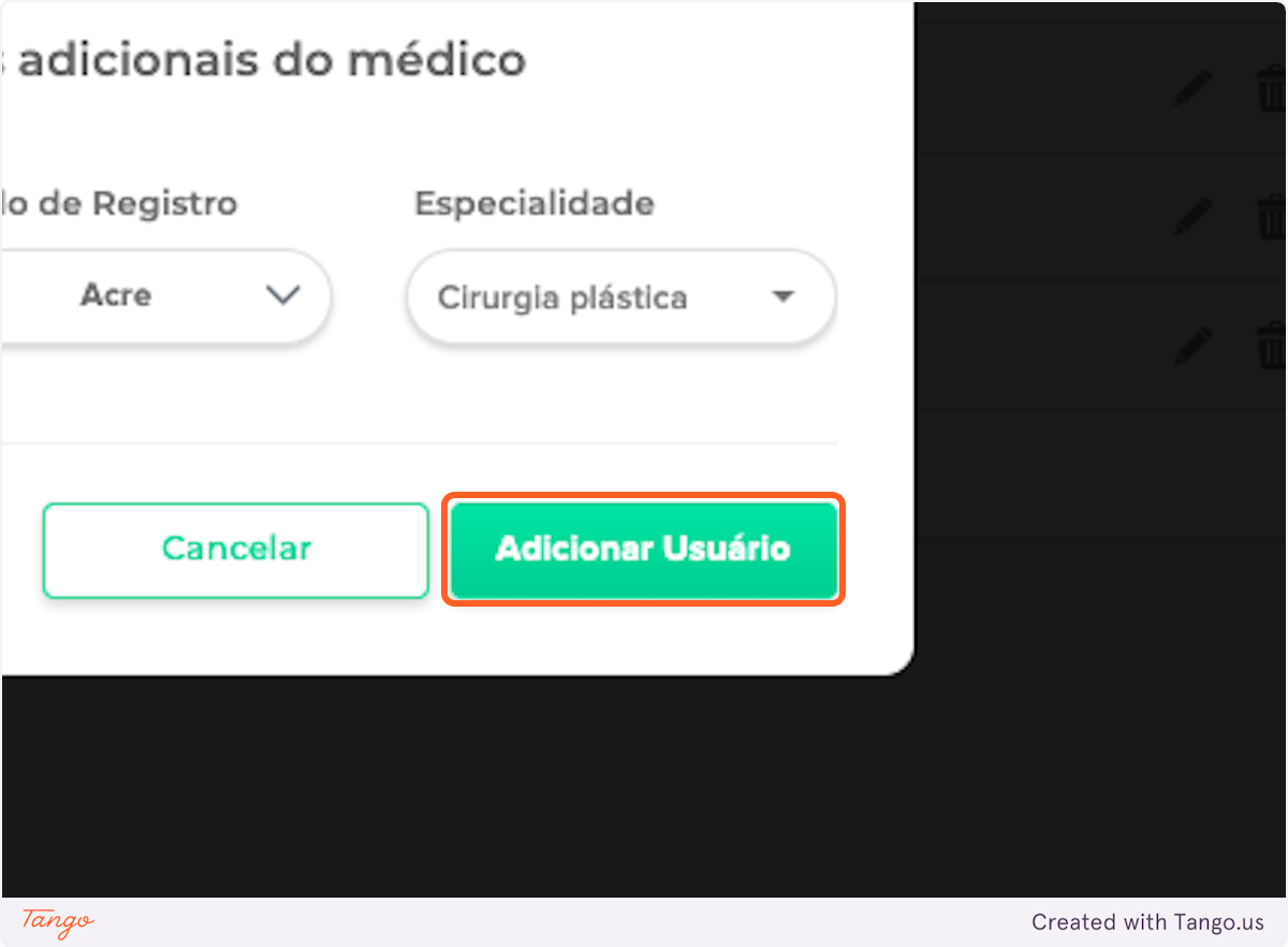 Clique em Adicionar Usuário