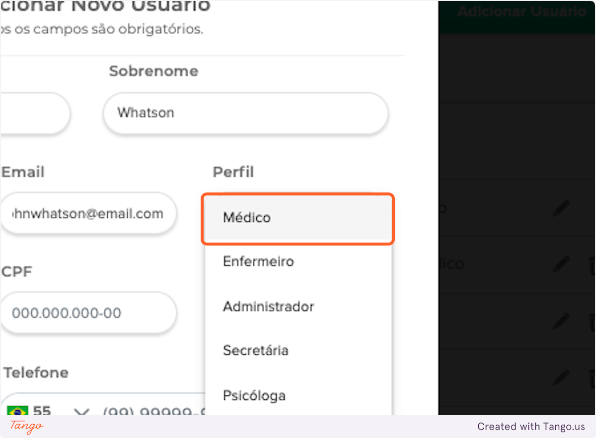 Selecione um perfil Médico