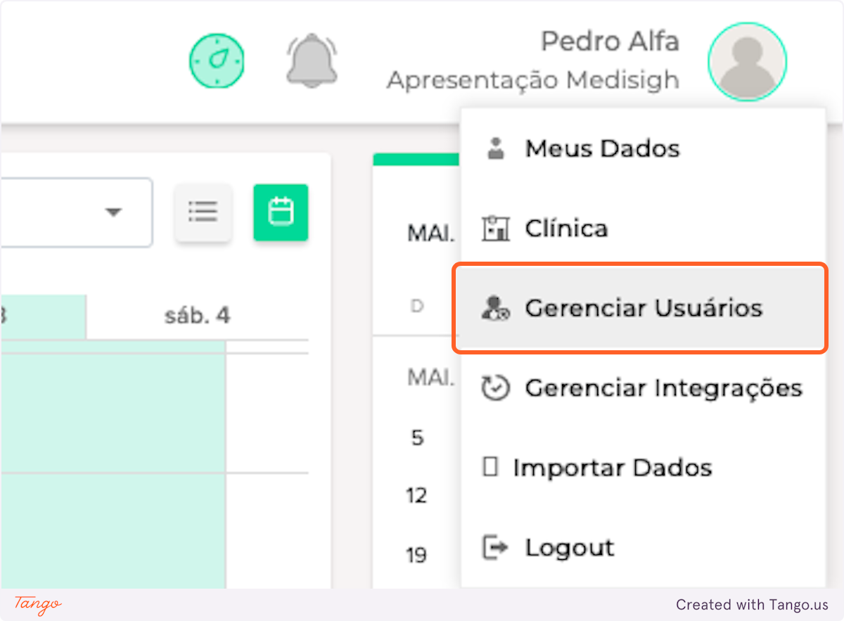 Clique em Gerenciar Usuários