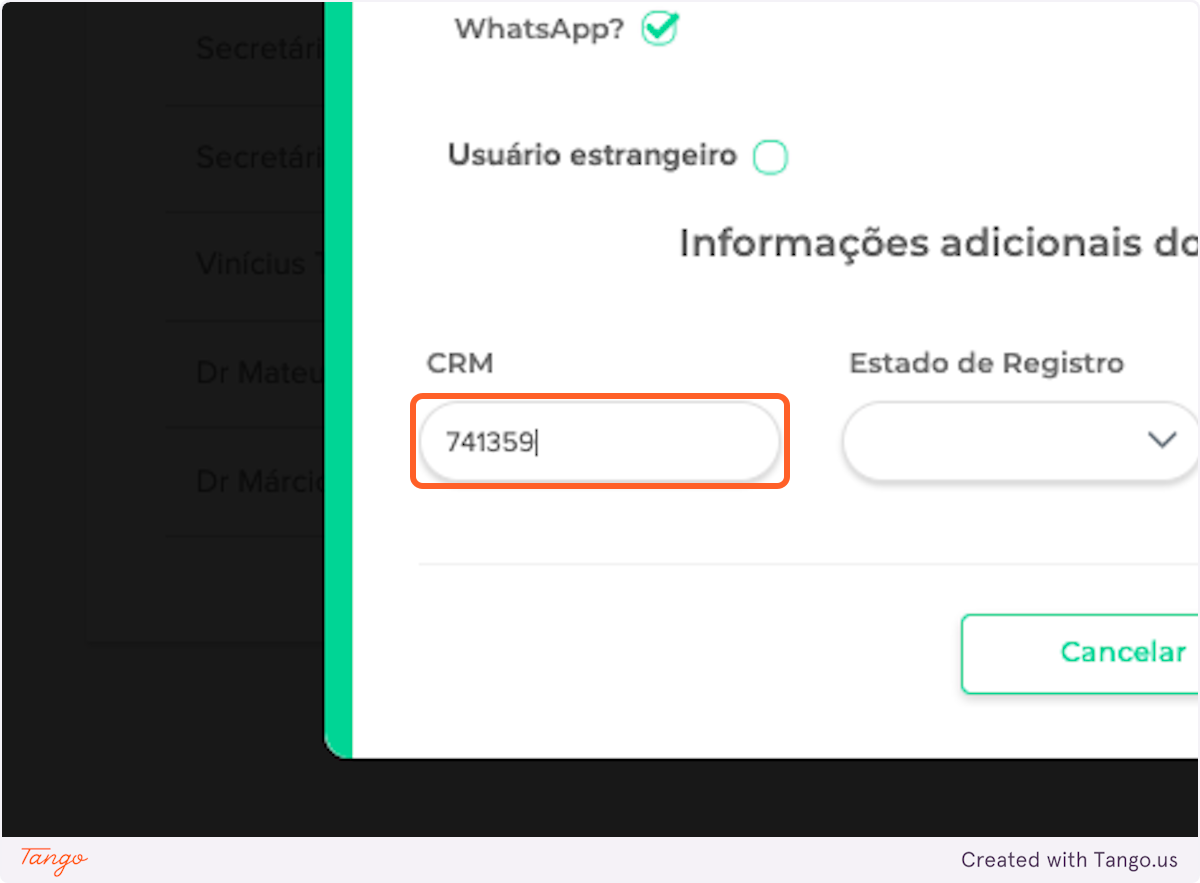 Digite o Número do CRM
