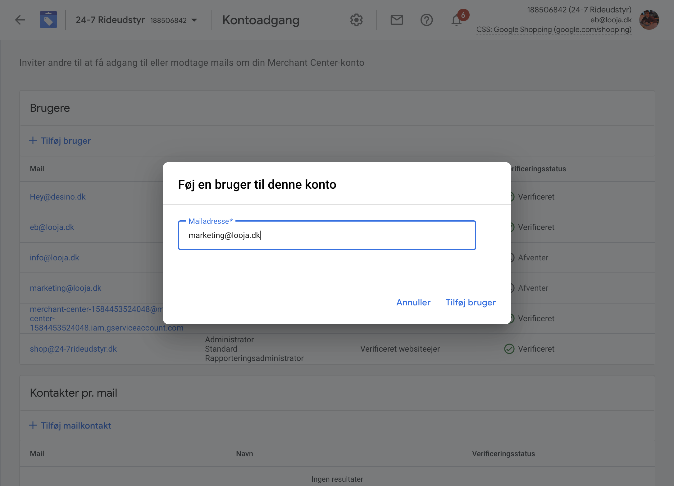 Type "marketing@looja.dk"