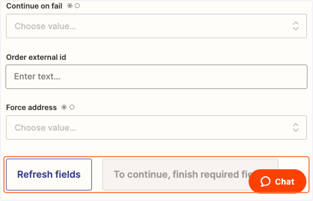 Click on Refresh fields and Continue to being using your Zap