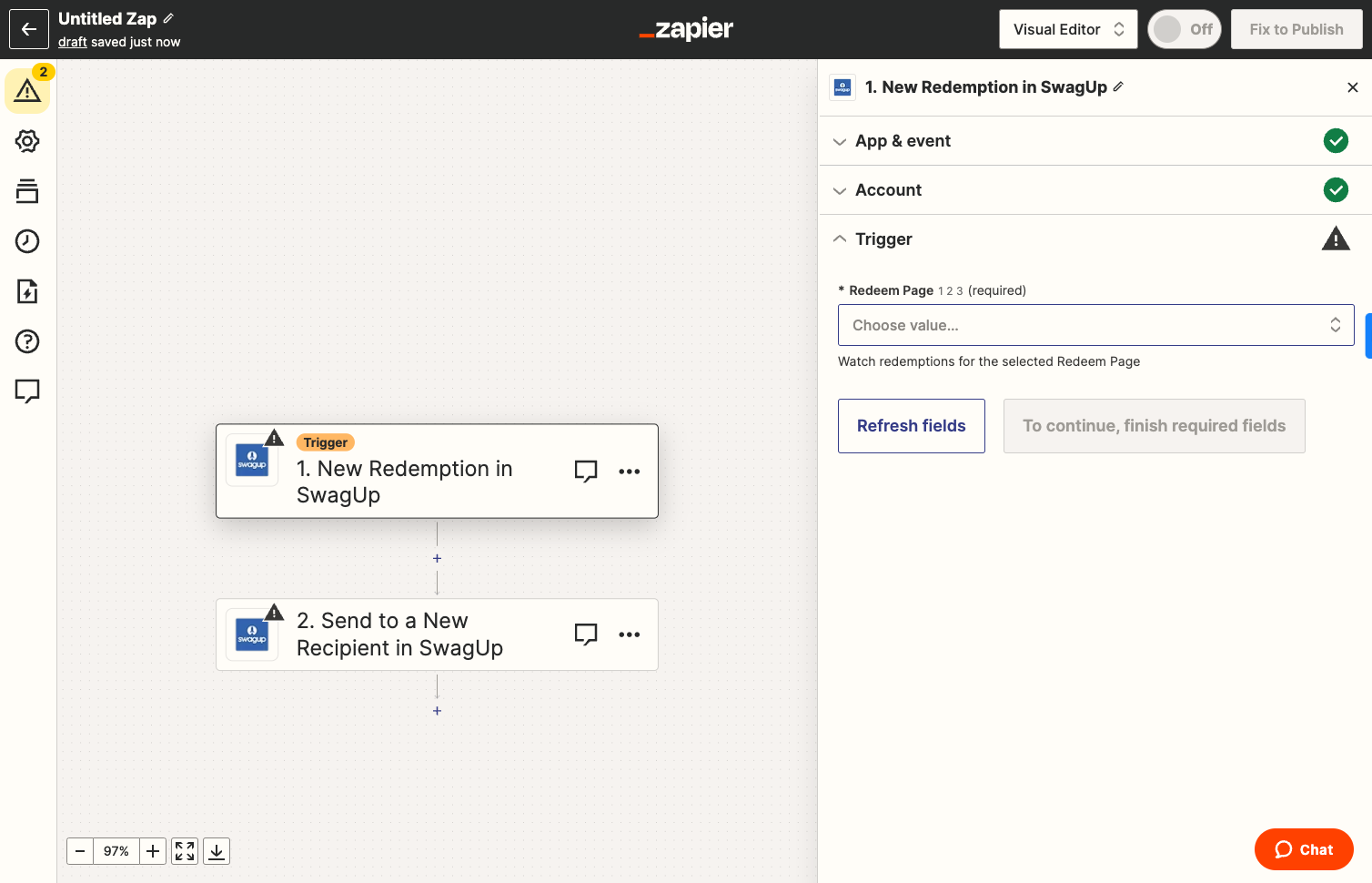 Choose Redeem Page you'd like to auto-ship to