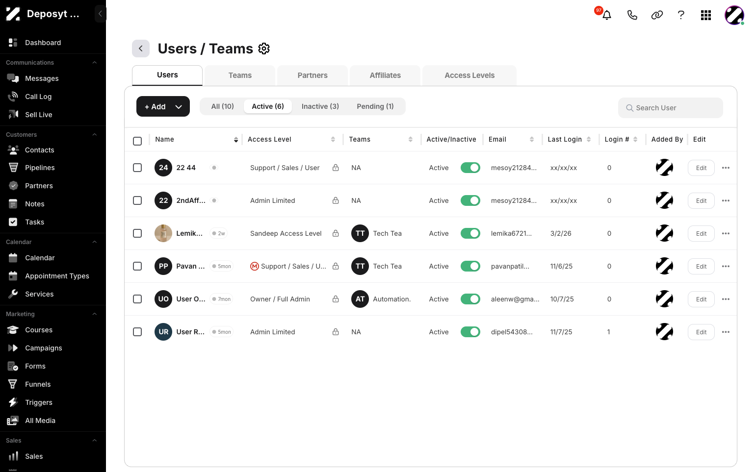 Step 4: Click on the Users tab to navigate to the Users section and manage users.