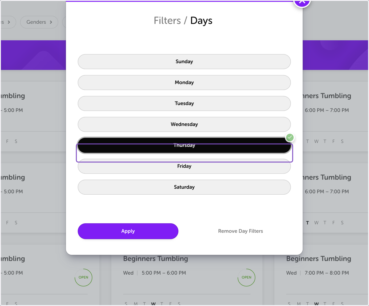 Select as many days as you'd like