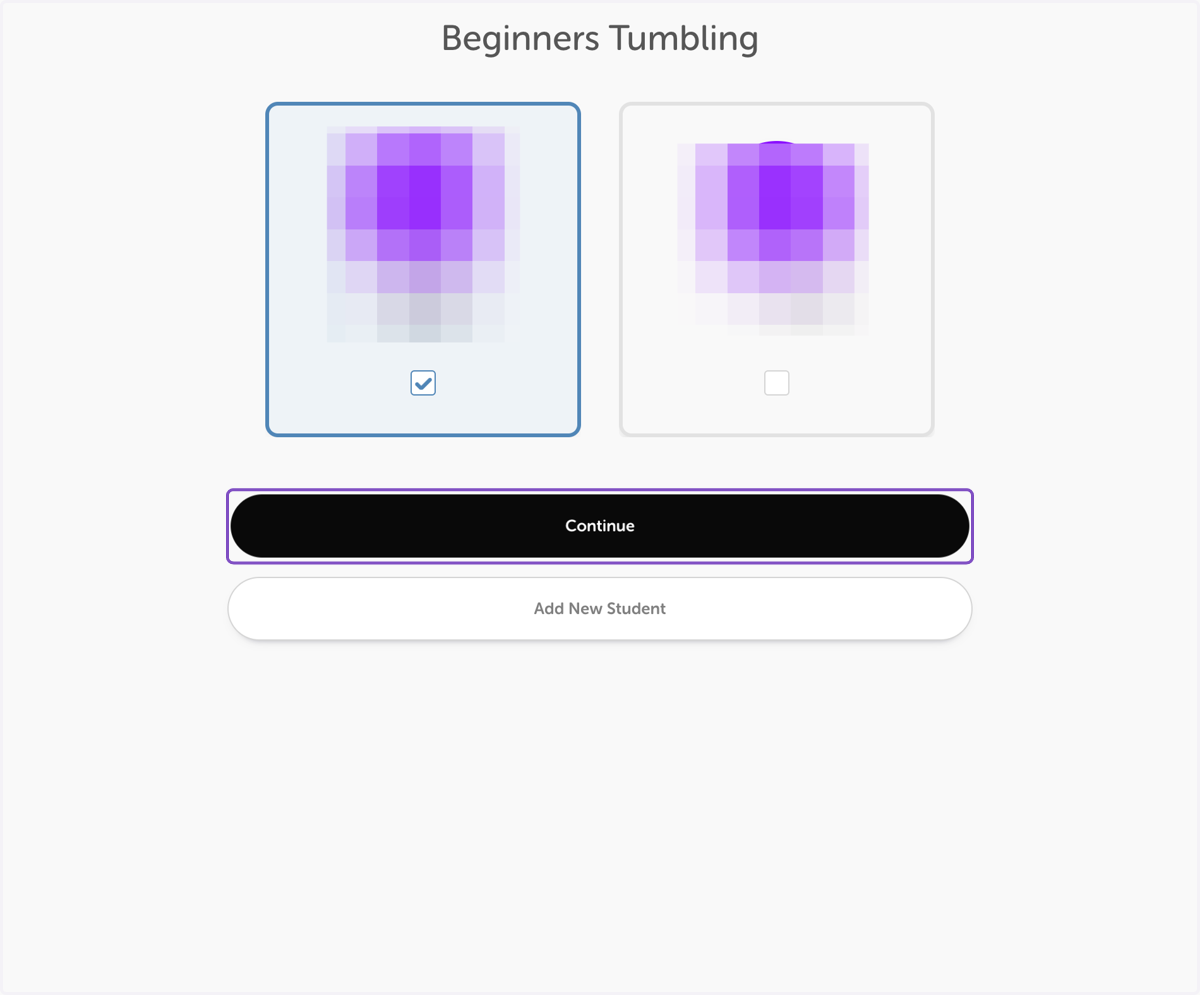 Select the student you with to enroll, Click on Continue