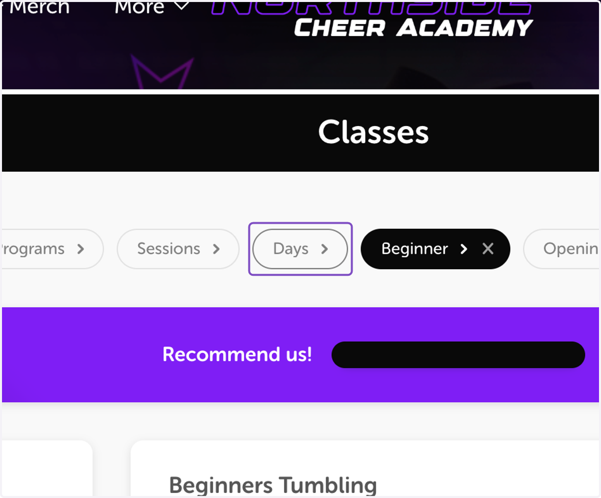 Click on Days to limit to your availability