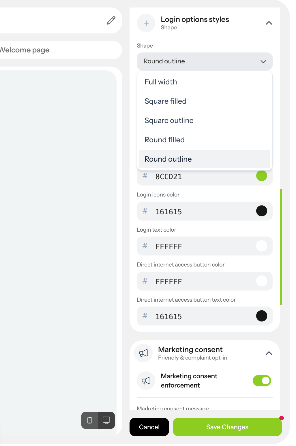 Login Options styles