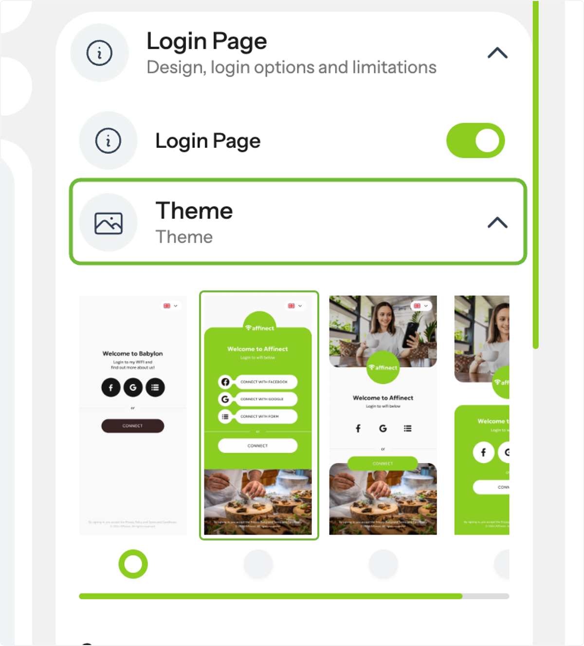 Click on 'Theme' to pick one that suits your restaurant's ambiance.