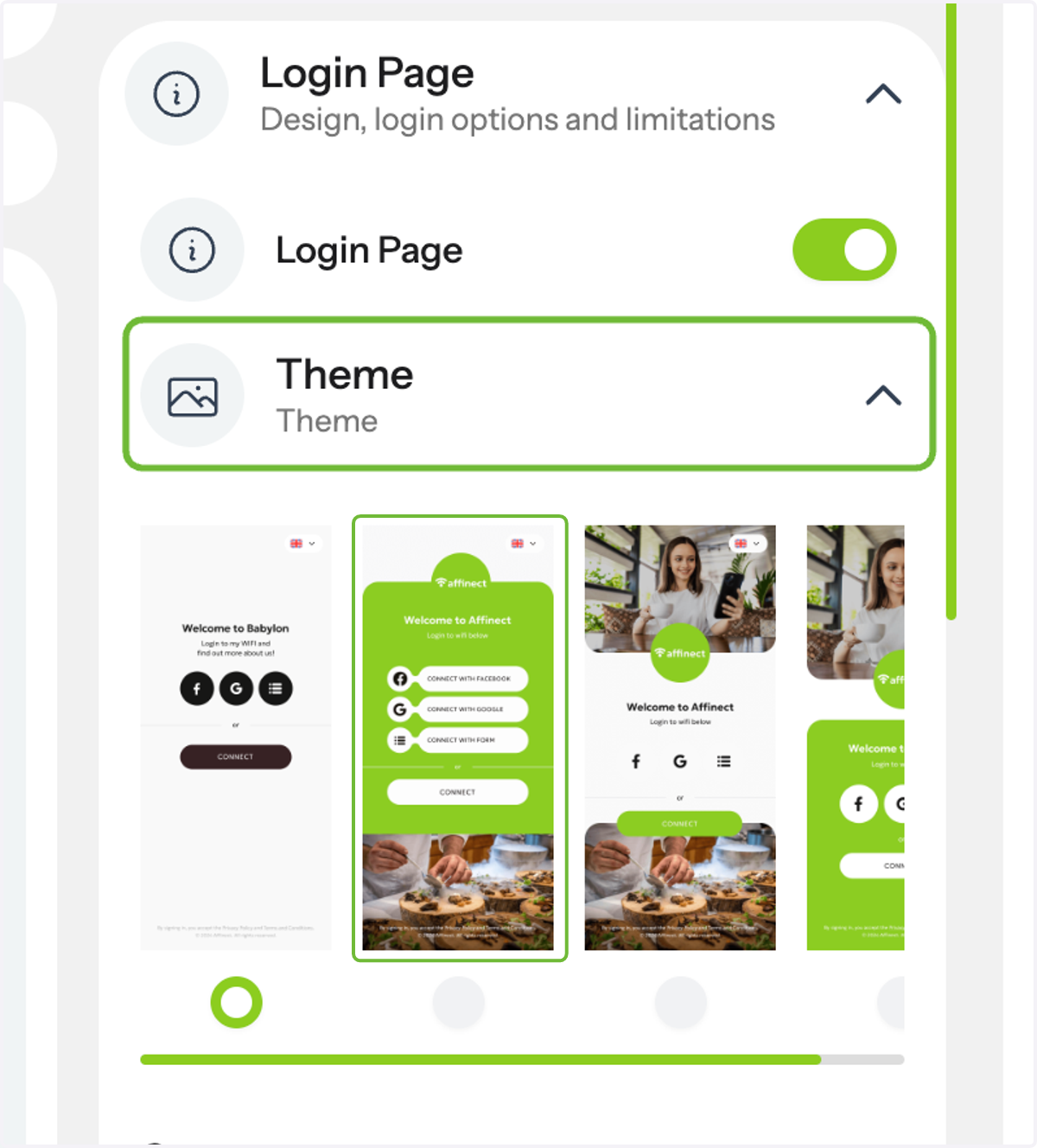 Click on 'Theme' to pick one that suits your restaurant's ambiance.