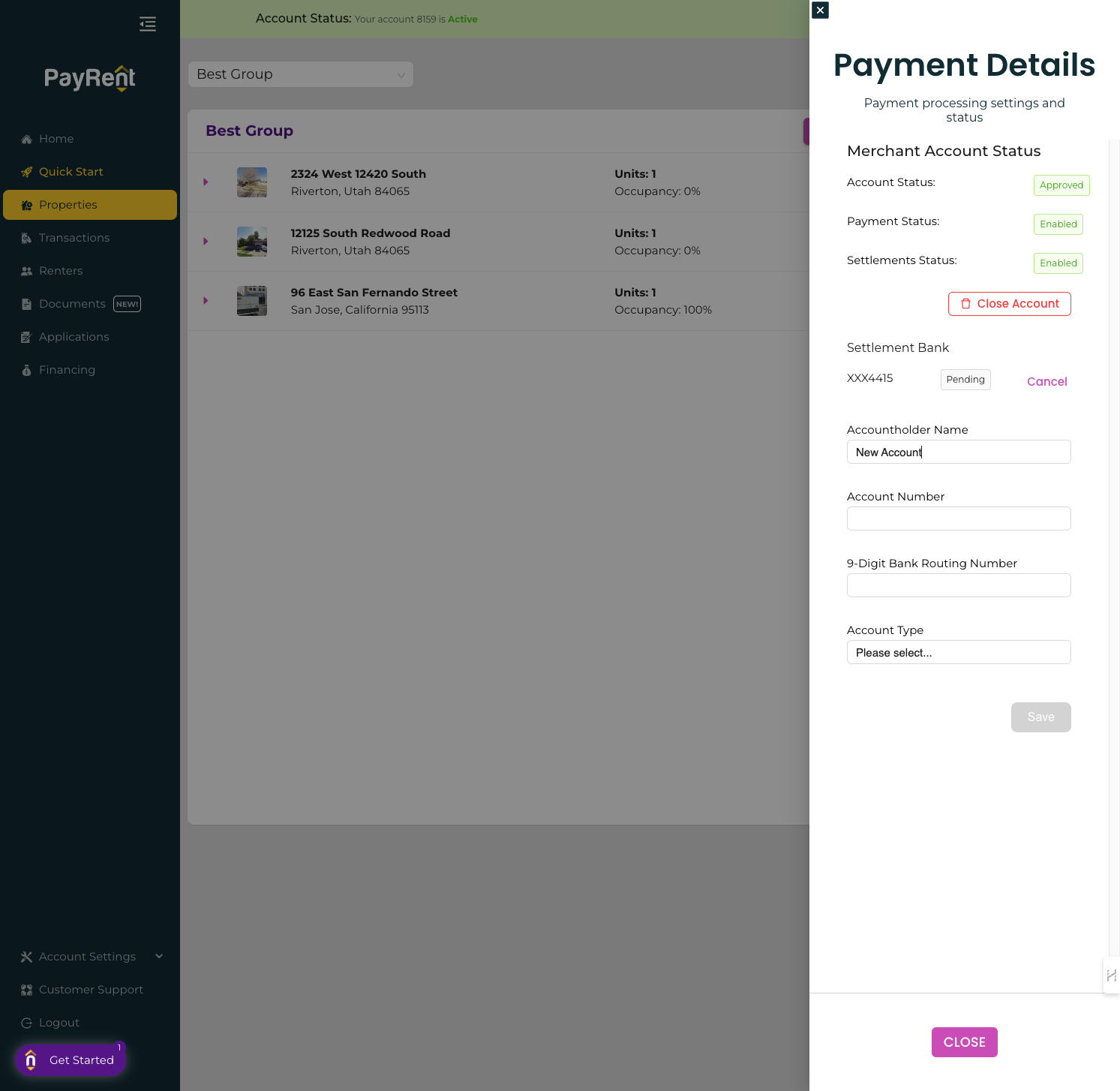 Enter your new account details