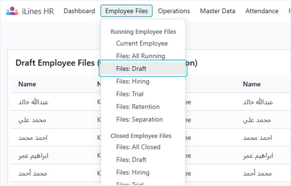 Click on Files: Draft